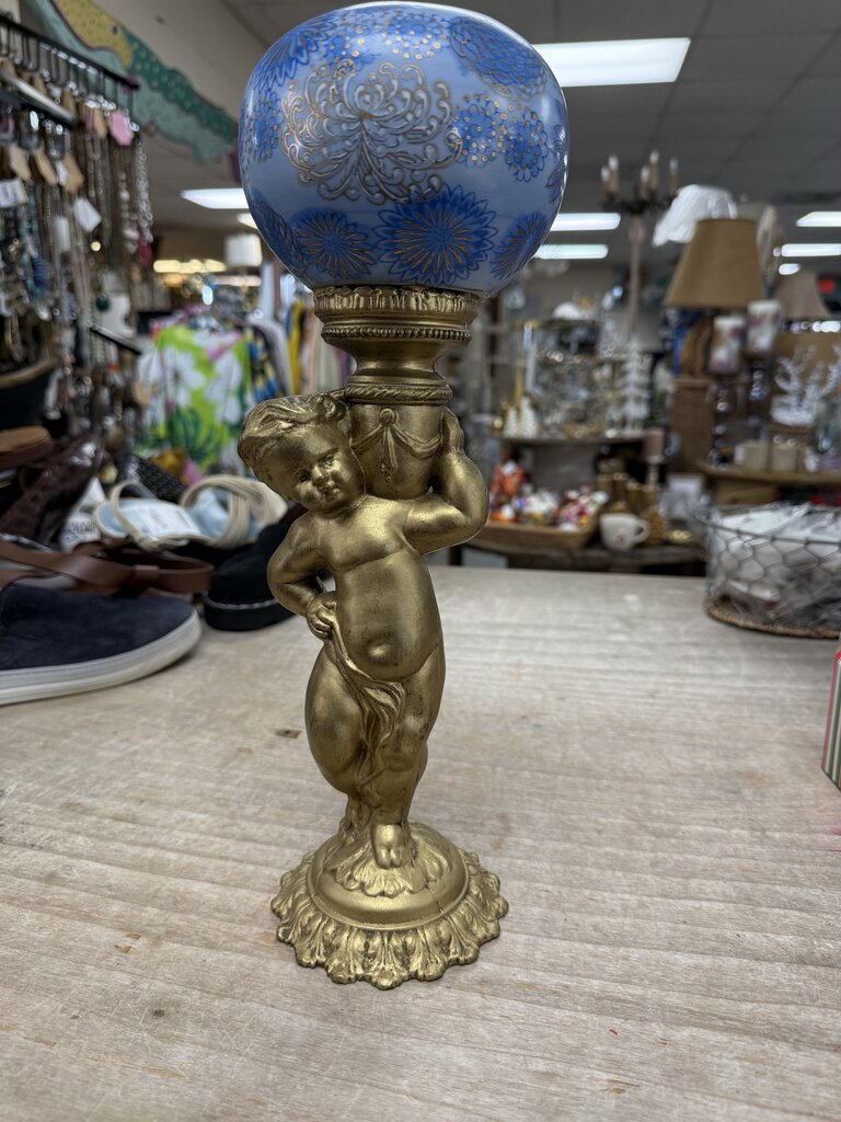 VICTORIAN CHERUB WITH GLASS GLOBE