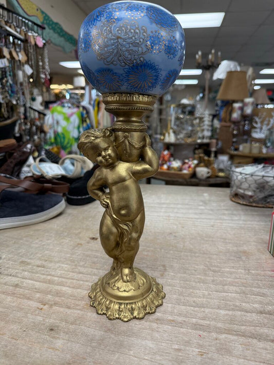 VICTORIAN CHERUB WITH GLASS GLOBE