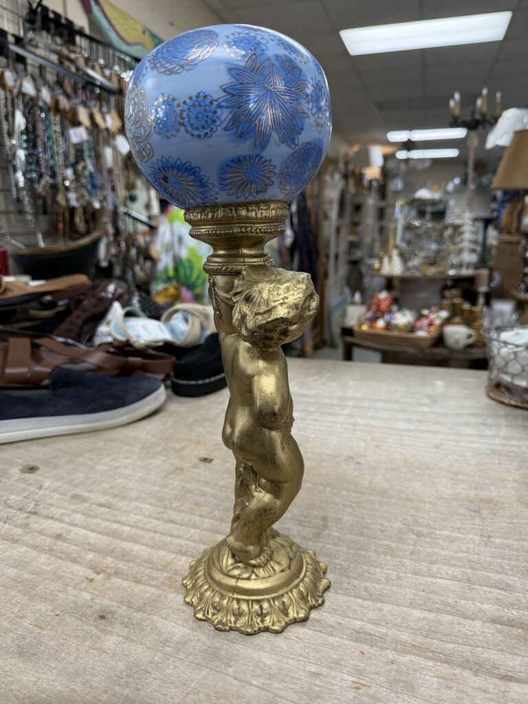 VICTORIAN CHERUB WITH GLASS GLOBE