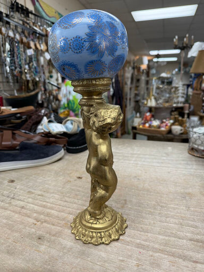 VICTORIAN CHERUB WITH GLASS GLOBE