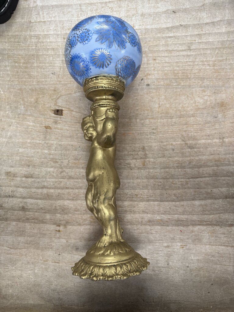 VICTORIAN CHERUB WITH GLASS GLOBE