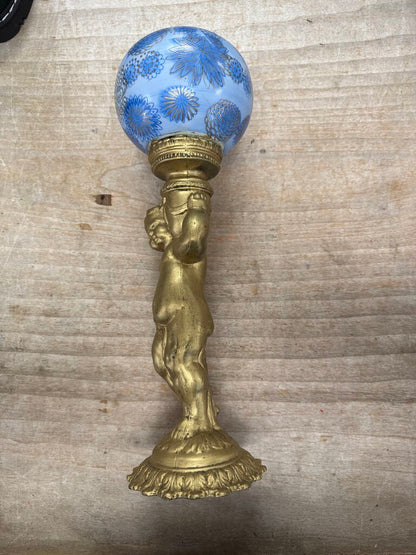 VICTORIAN CHERUB WITH GLASS GLOBE