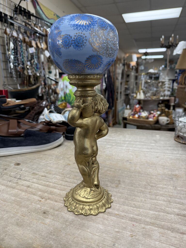 VICTORIAN CHERUB WITH GLASS GLOBE