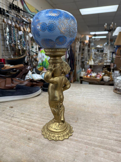 VICTORIAN CHERUB WITH GLASS GLOBE