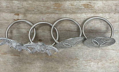 VILMAIN STARFISH AND SAND DOLLAR NAPKIN RINGS SET OF 4