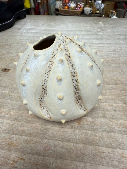 SIGNED CERAMIC HANDMADE SEA URCHIN BUD VASE