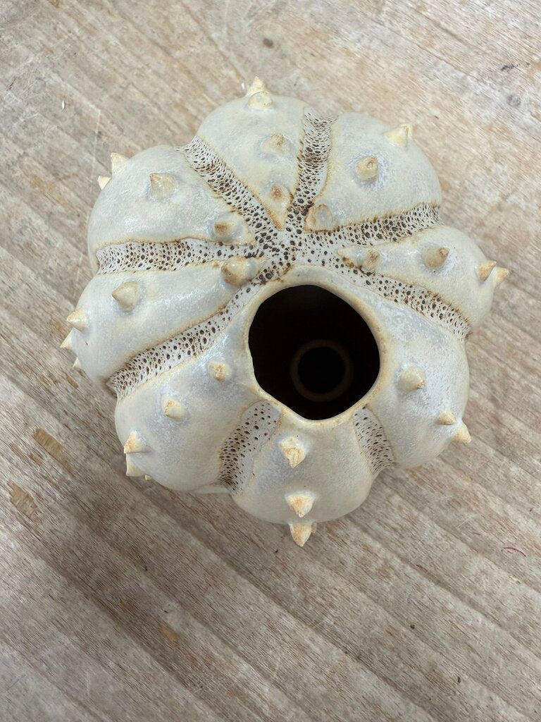 SIGNED CERAMIC HANDMADE SEA URCHIN BUD VASE