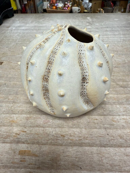 SIGNED CERAMIC HANDMADE SEA URCHIN BUD VASE