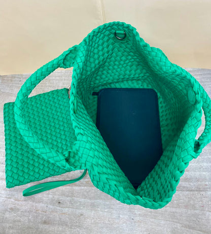 PARKER AND HYDE KELLY GREEN WOVEN TOTE