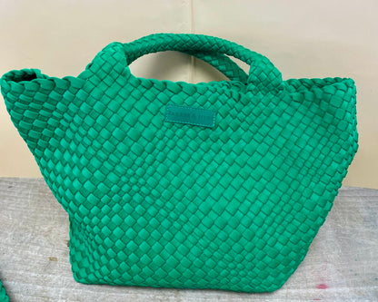 PARKER AND HYDE KELLY GREEN WOVEN TOTE