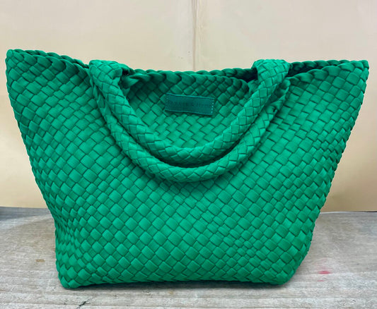PARKER AND HYDE KELLY GREEN WOVEN TOTE