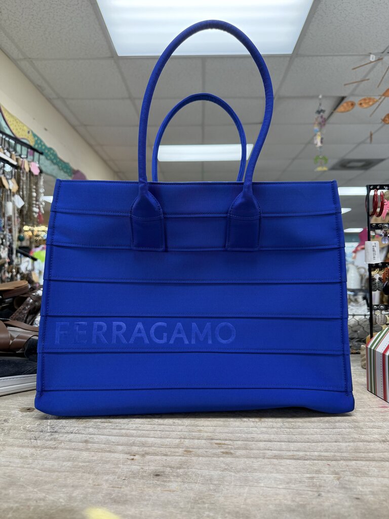 FERRAGAMO BLUE NYLON TOTE