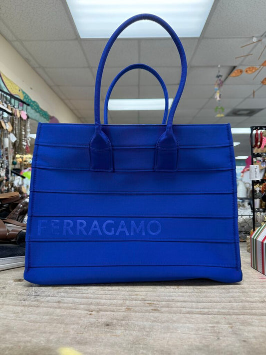 FERRAGAMO BLUE NYLON TOTE