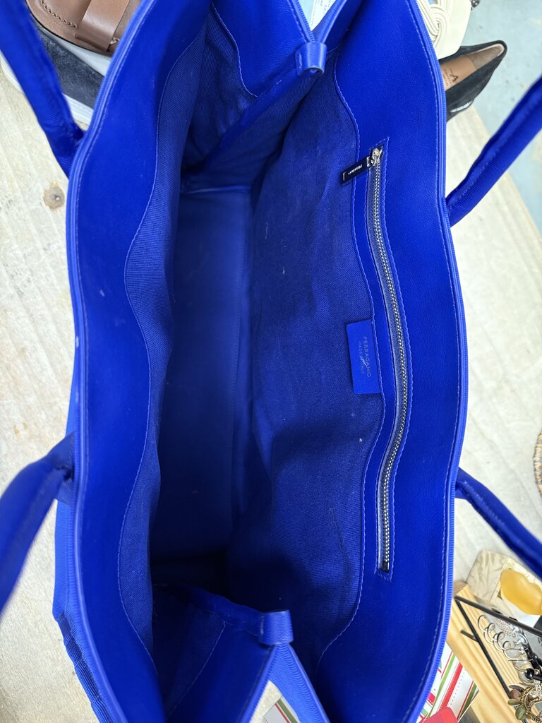 FERRAGAMO BLUE NYLON TOTE