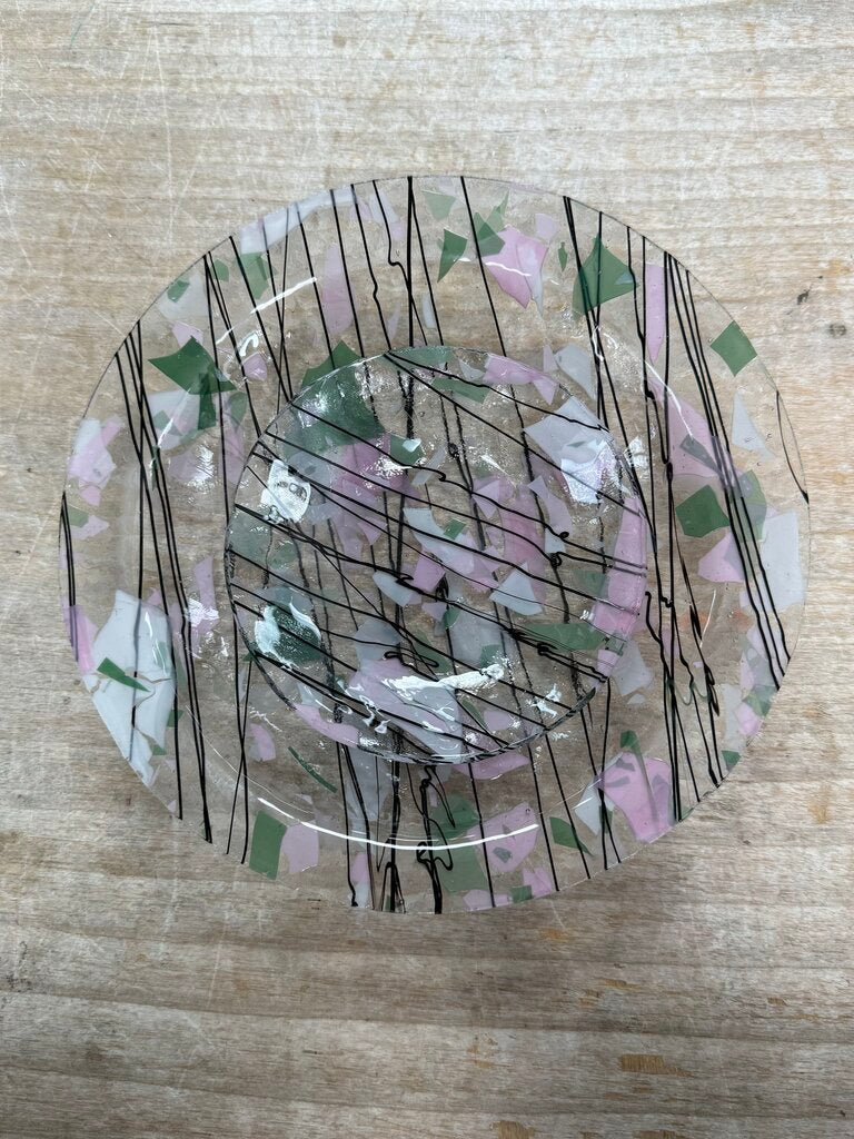 HATHCOAT STUDIOS SET OF 2 FUSED GLASS PLATES