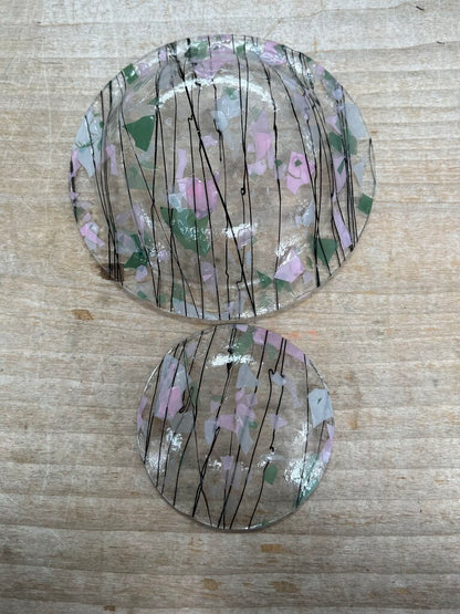 HATHCOAT STUDIOS SET OF 2 FUSED GLASS PLATES