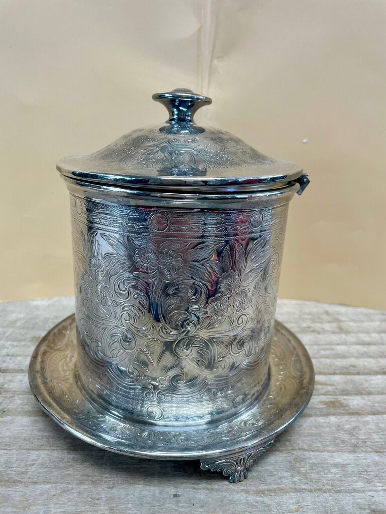 BARKER ELLIS SILVER PLATED NICKLE BISCUIT BARREL AS IS 5.5"x7"