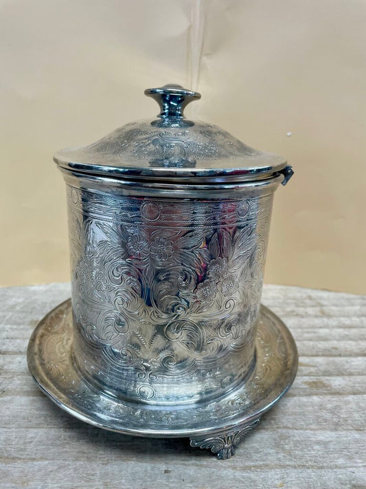 BARKER ELLIS SILVER PLATED NICKLE BISCUIT BARREL AS IS 5.5"x7"