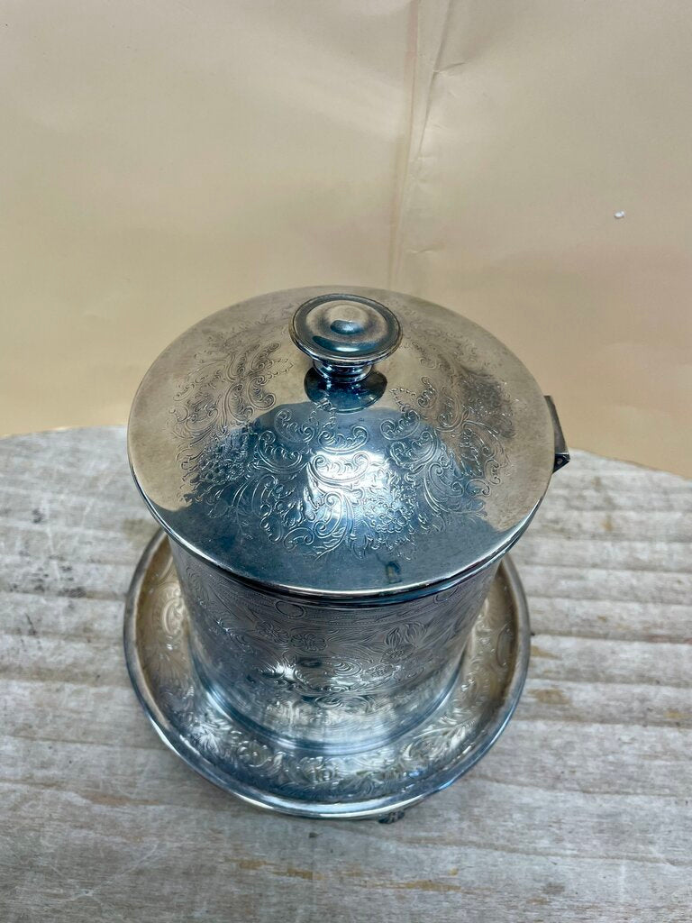 BARKER ELLIS SILVER PLATED NICKLE BISCUIT BARREL AS IS 5.5"x7"