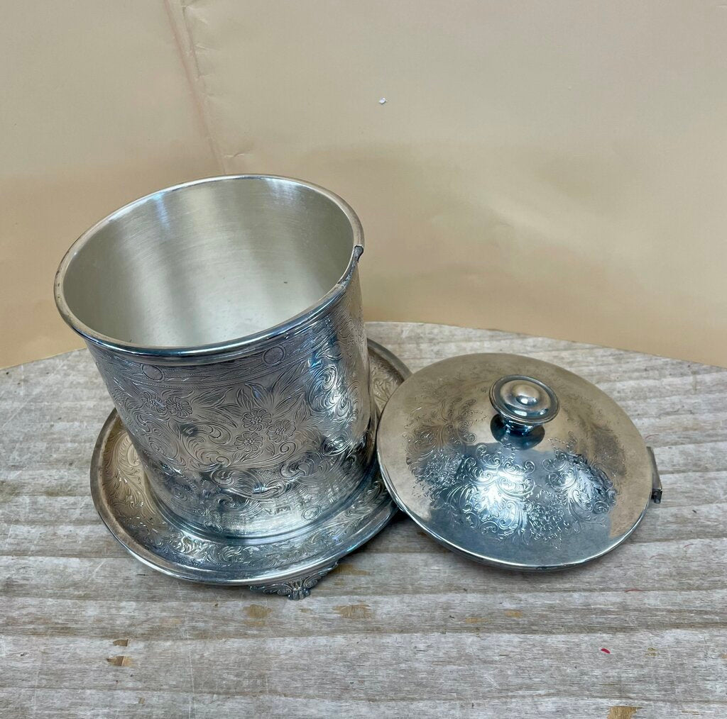 BARKER ELLIS SILVER PLATED NICKLE BISCUIT BARREL AS IS 5.5"x7"