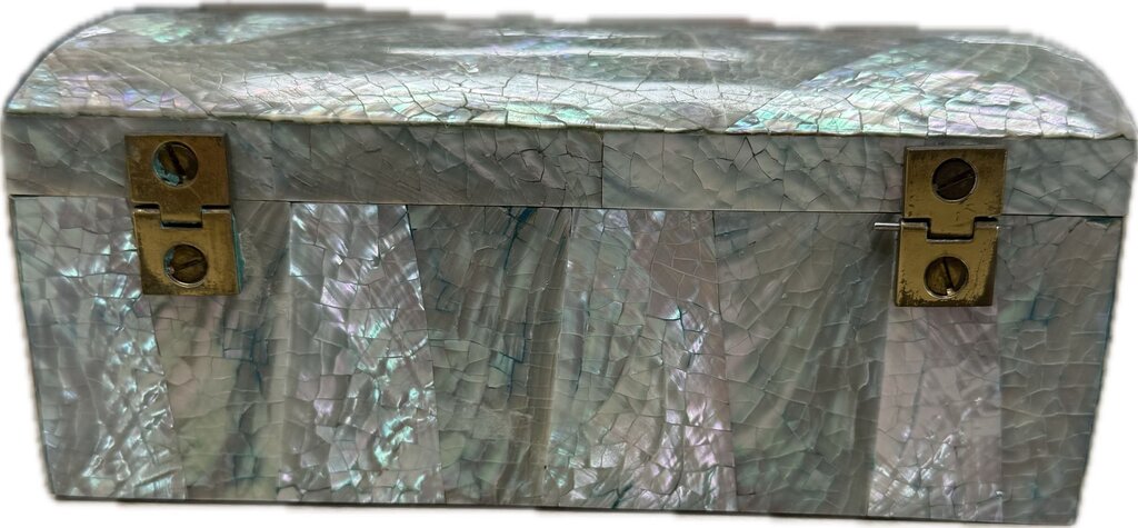 1970s HOLLYWOOD REGENCY ABALONE BOX 6"x3.5"