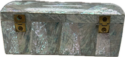1970s HOLLYWOOD REGENCY ABALONE BOX 6"x3.5"