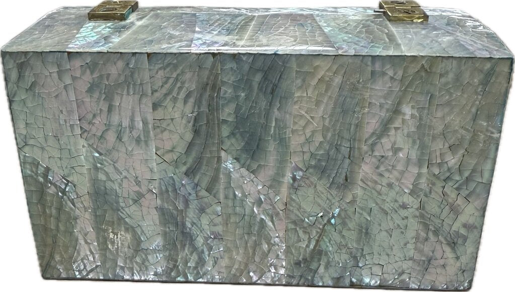 1970s HOLLYWOOD REGENCY ABALONE BOX 6"x3.5"