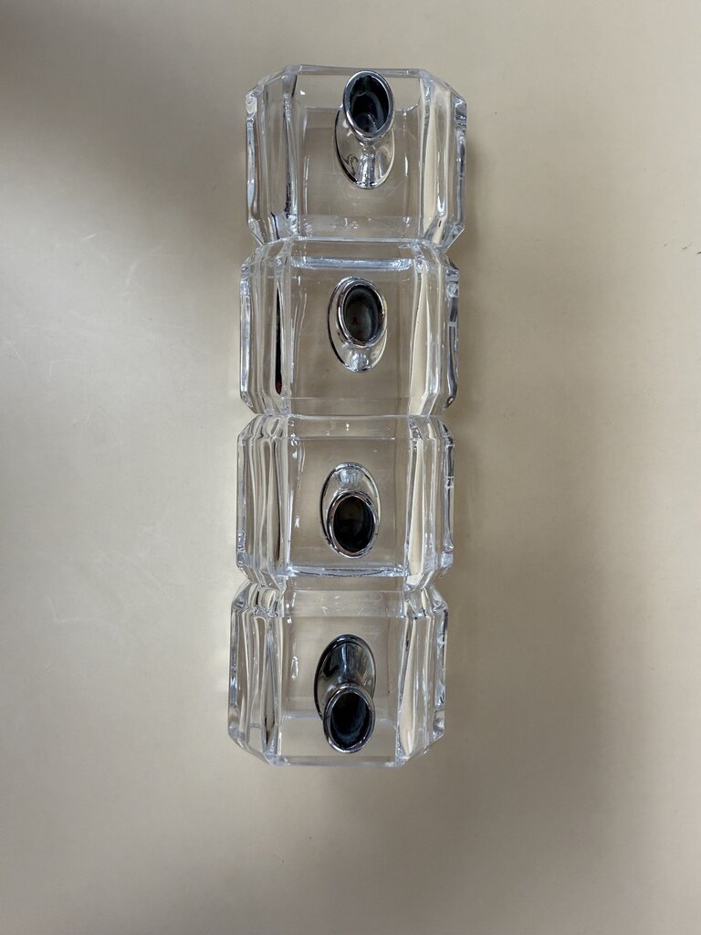 HANS TURNWALD CRYSTAL NAPKIN RINGS BUD VASE AND TAG HOLDER SET OF 4