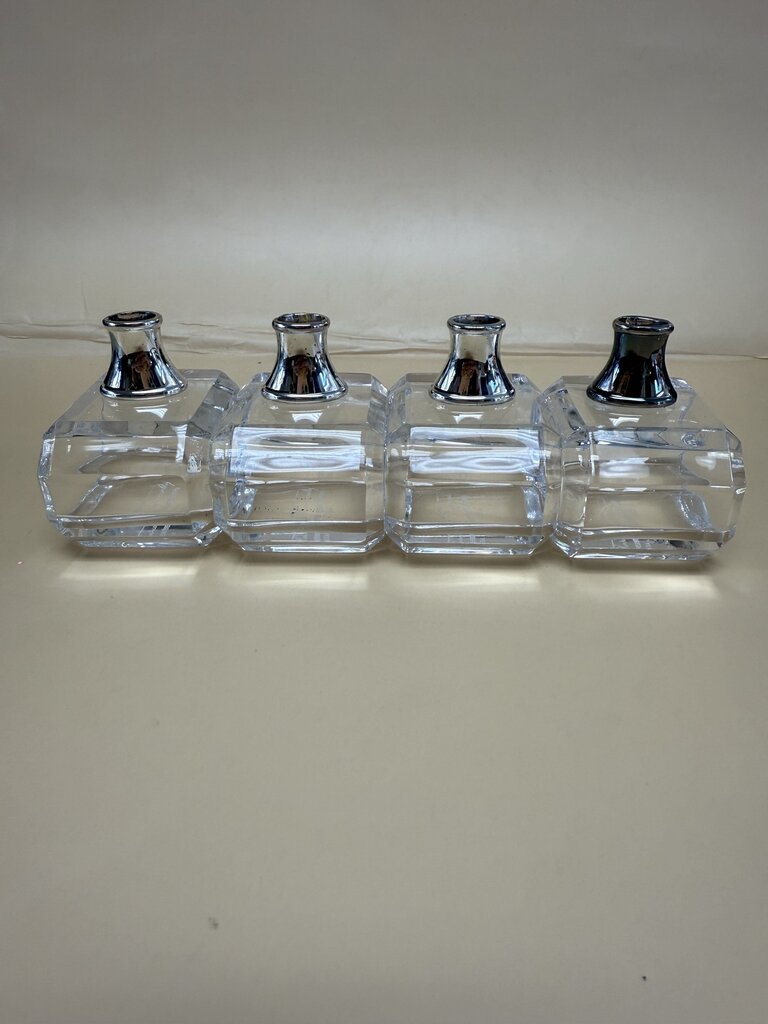 HANS TURNWALD CRYSTAL NAPKIN RINGS BUD VASE AND TAG HOLDER SET OF 4