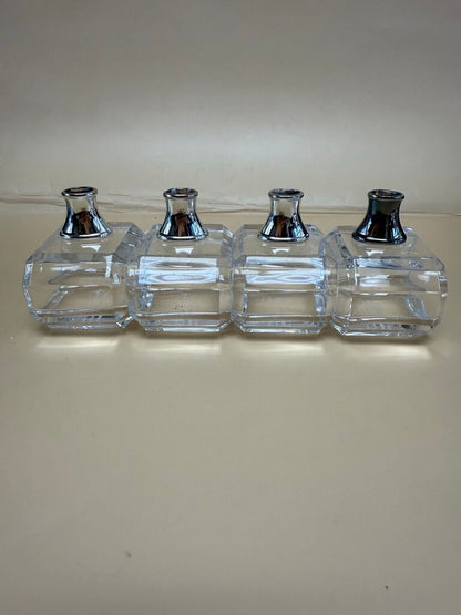 HANS TURNWALD CRYSTAL NAPKIN RINGS BUD VASE AND TAG HOLDER SET OF 4