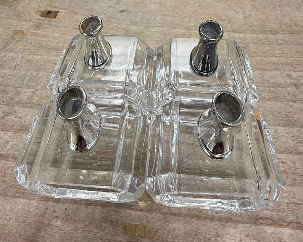 HANS TURNWALD CRYSTAL NAPKIN RINGS BUD VASE AND TAG HOLDER SET OF 4