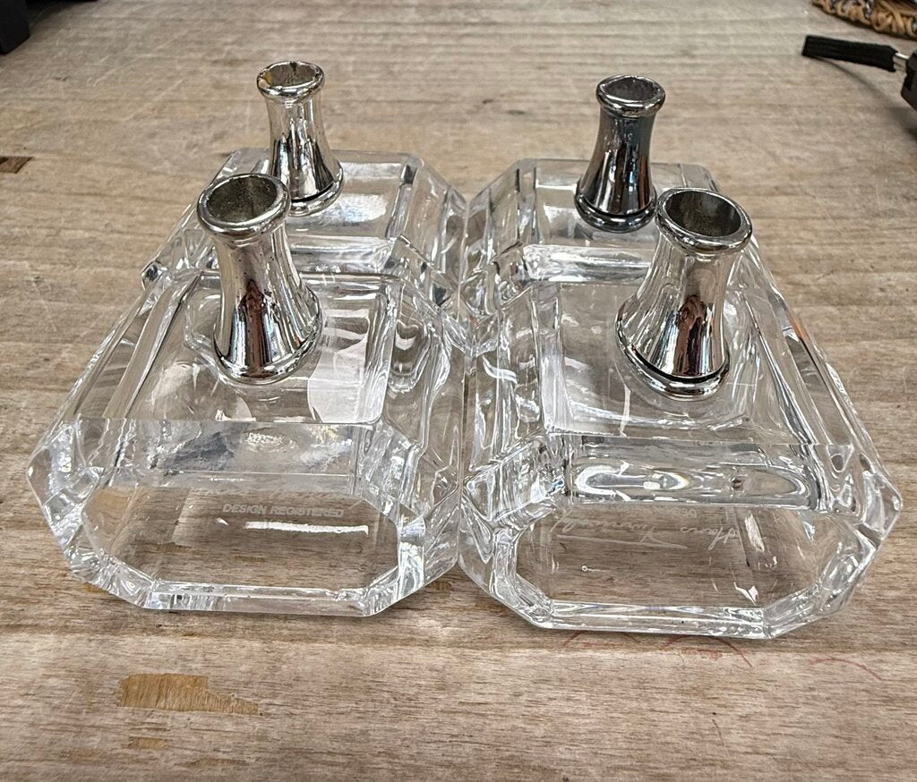 HANS TURNWALD CRYSTAL NAPKIN RINGS BUD VASE AND TAG HOLDER SET OF 4