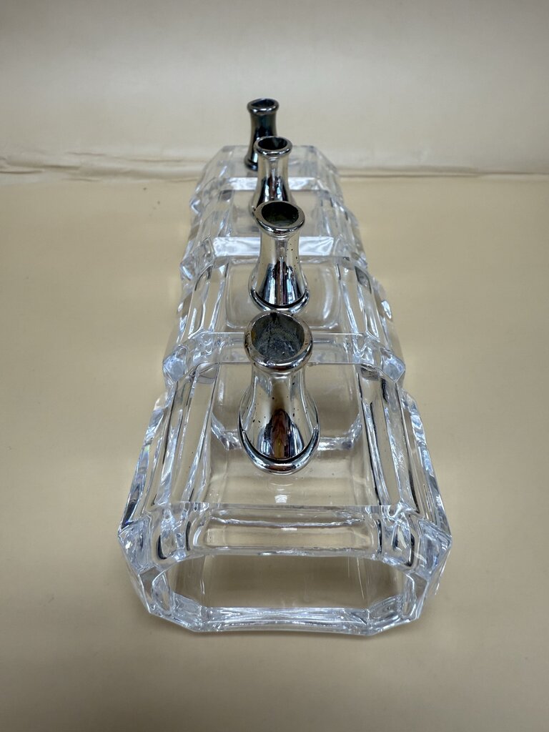 HANS TURNWALD CRYSTAL NAPKIN RINGS BUD VASE AND TAG HOLDER SET OF 4