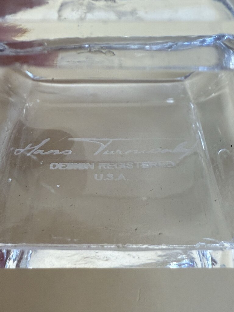HANS TURNWALD CRYSTAL NAPKIN RINGS BUD VASE AND TAG HOLDER SET OF 4