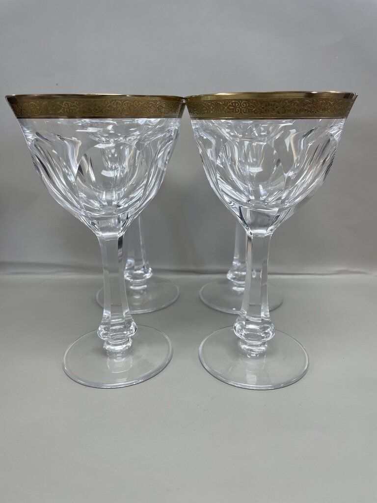 MOSER LADY HAMILTON GOLD ENCRUSTED CRYSTAL GLASSES SET OF 4