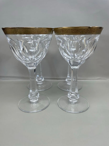 MOSER LADY HAMILTON GOLD ENCRUSTED CRYSTAL GLASSES SET OF 4