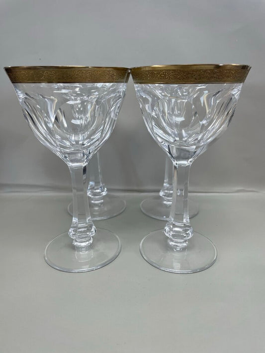 MOSER LADY HAMILTON GOLD ENCRUSTED CRYSTAL GLASSES SET OF 4