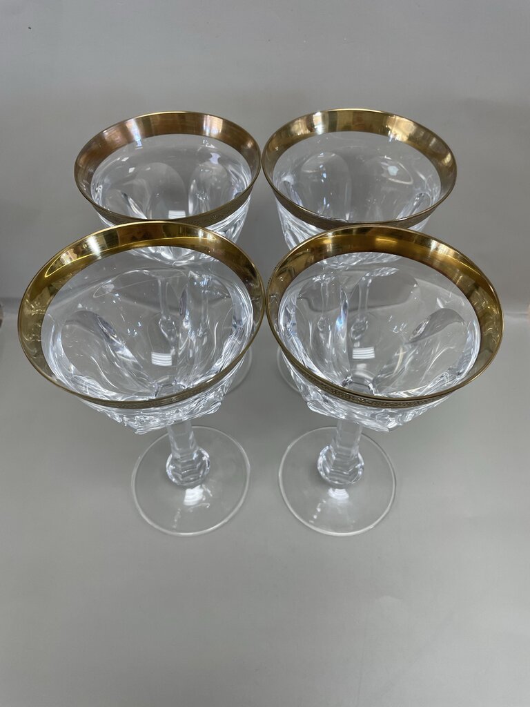 MOSER LADY HAMILTON GOLD ENCRUSTED CRYSTAL GLASSES SET OF 4