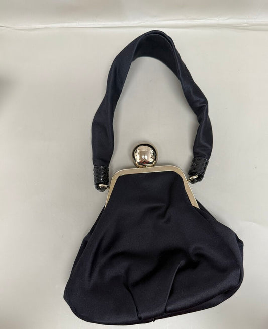BLACK SATIN KATE SPADE EVENING BAG WITH DUST BAG