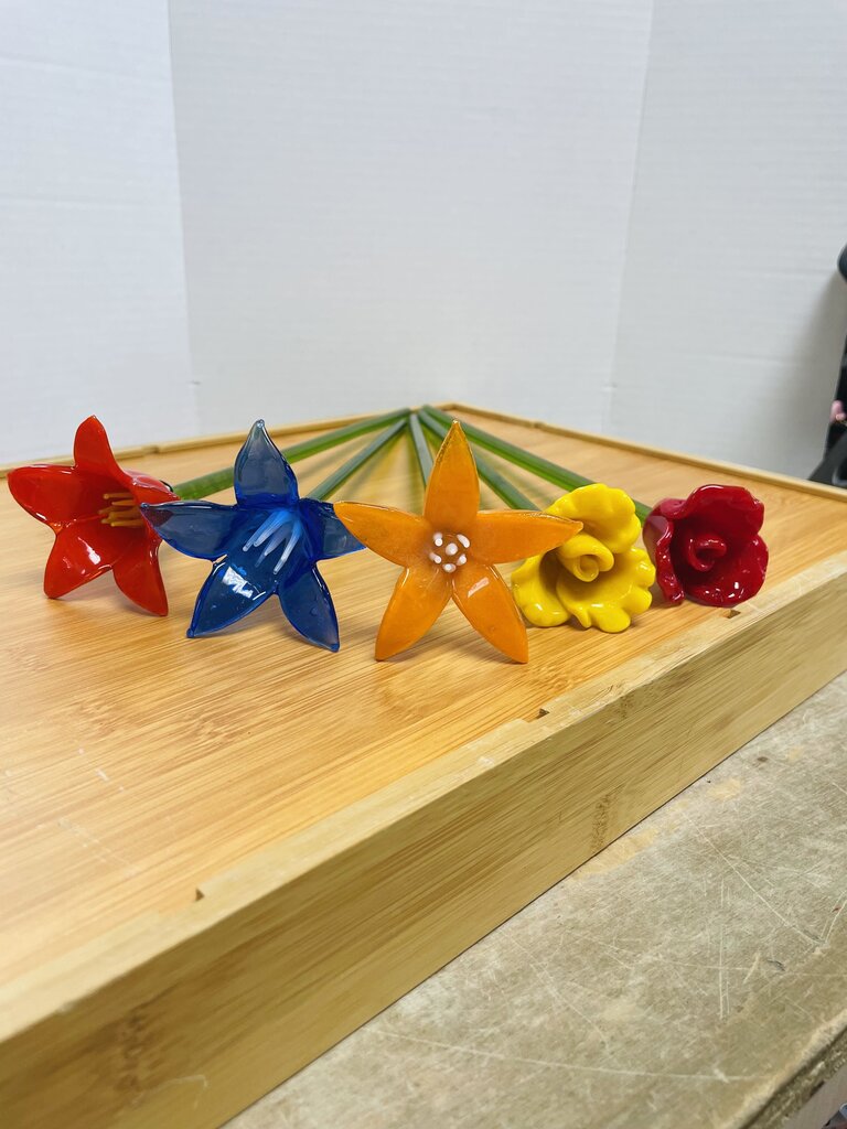 GLASS FLOWERS SET OF 5