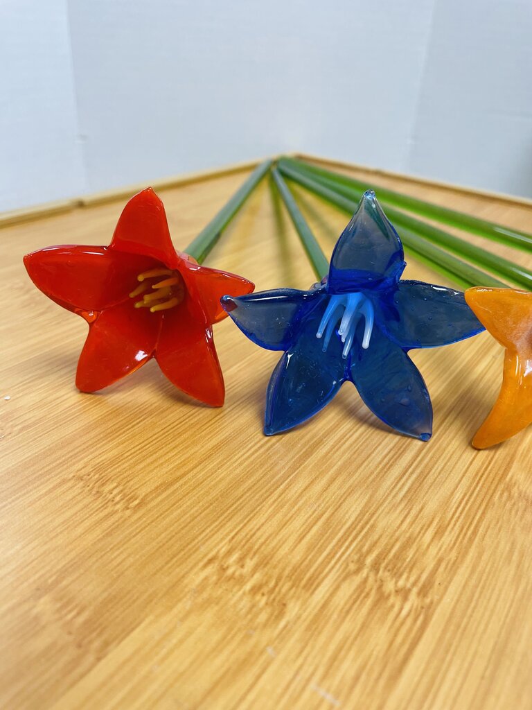 GLASS FLOWERS SET OF 5