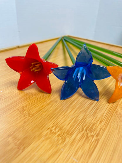 GLASS FLOWERS SET OF 5