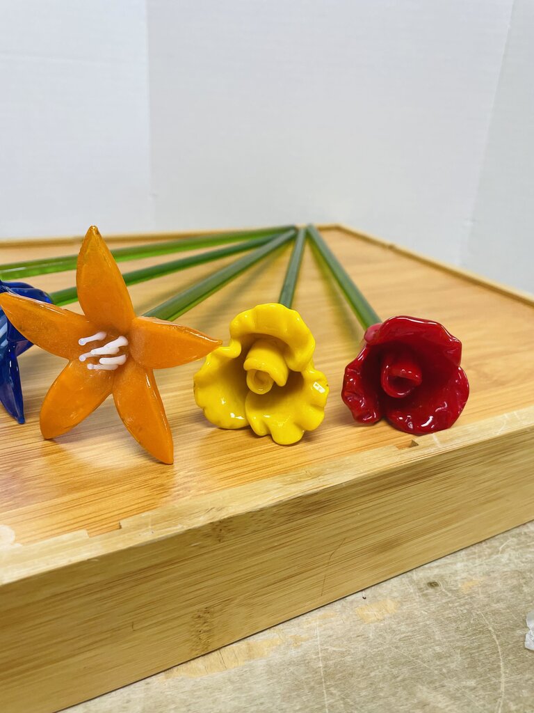 GLASS FLOWERS SET OF 5