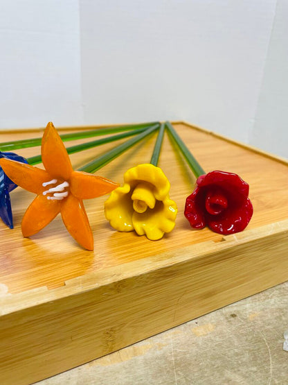 GLASS FLOWERS SET OF 5