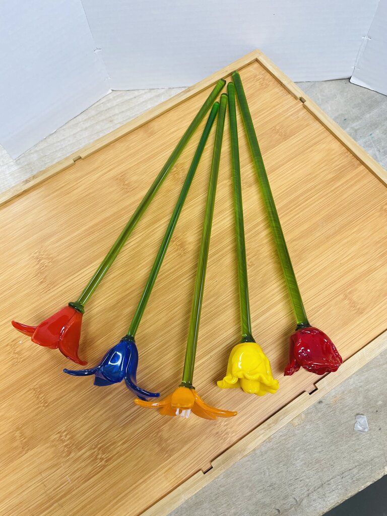 GLASS FLOWERS SET OF 5