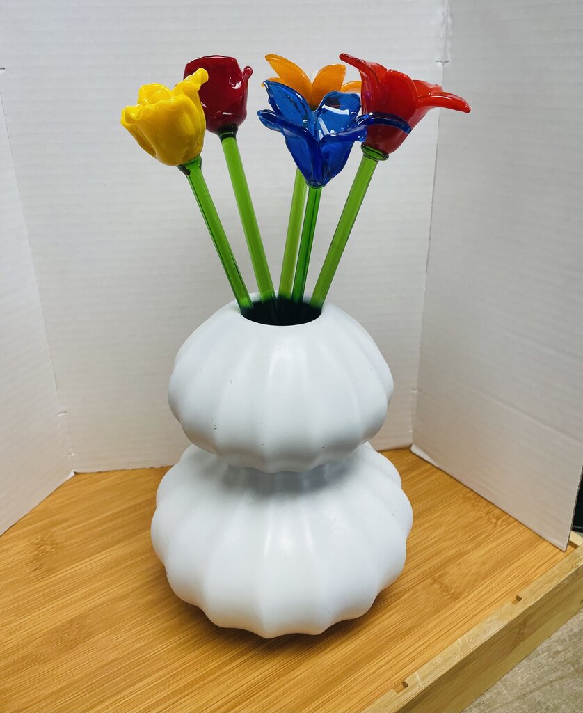 GLASS FLOWERS SET OF 5