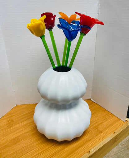 GLASS FLOWERS SET OF 5