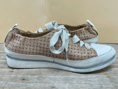 RON WHITE TWEED LEATHER AND RIBBON SNEAKERS MADE IN ITALY SIZE 37/7.5