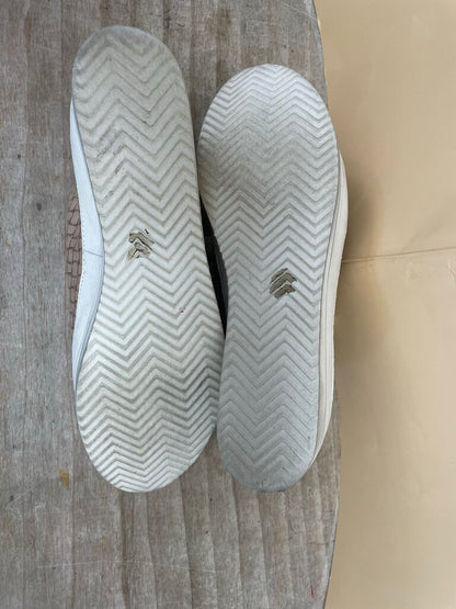 RON WHITE TWEED LEATHER AND RIBBON SNEAKERS MADE IN ITALY SIZE 37/7.5