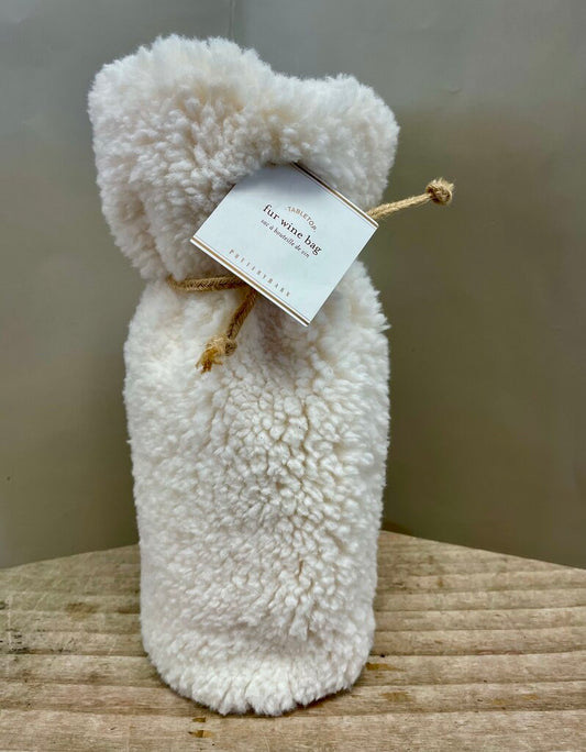 POTTERYBARN FAUX FUR WINE BOTTLE BAG